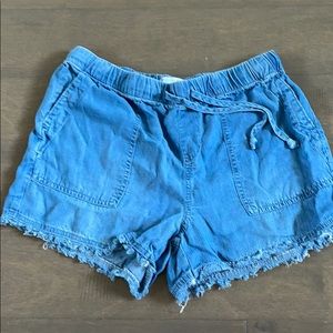 Denim linen shorts